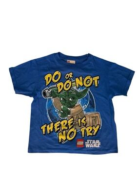 Lego Star Wars Kids Yoda Graphic T Shirt Blue Short Sleeve  size 5/6